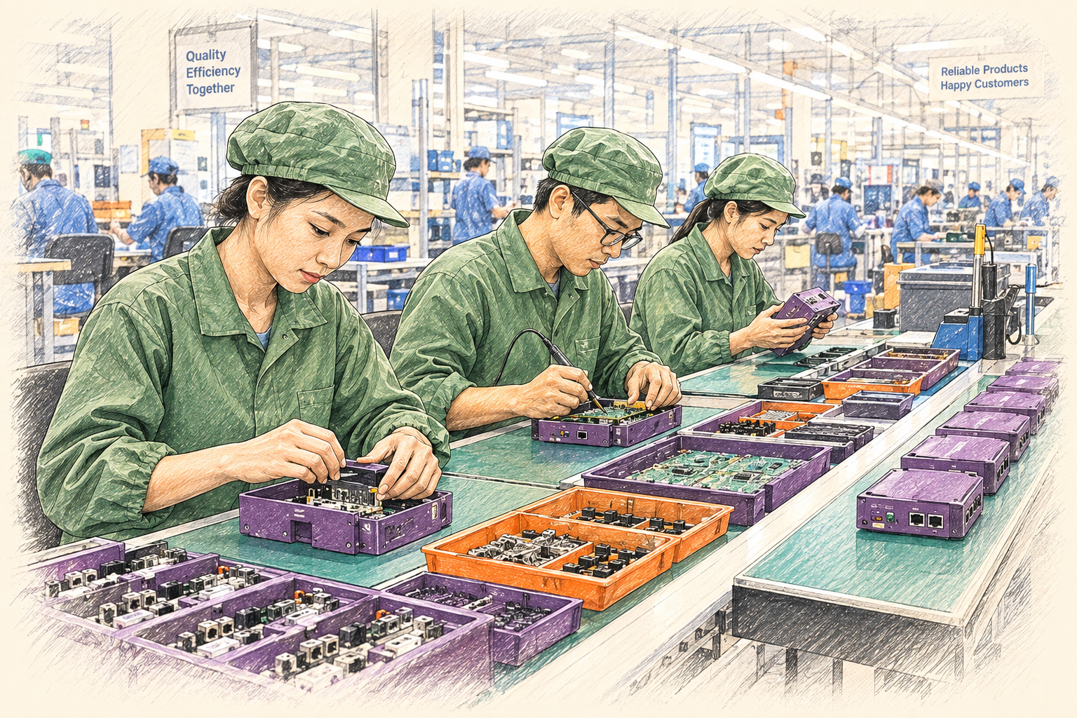 Assembly line at a contract manufacturer in Asia