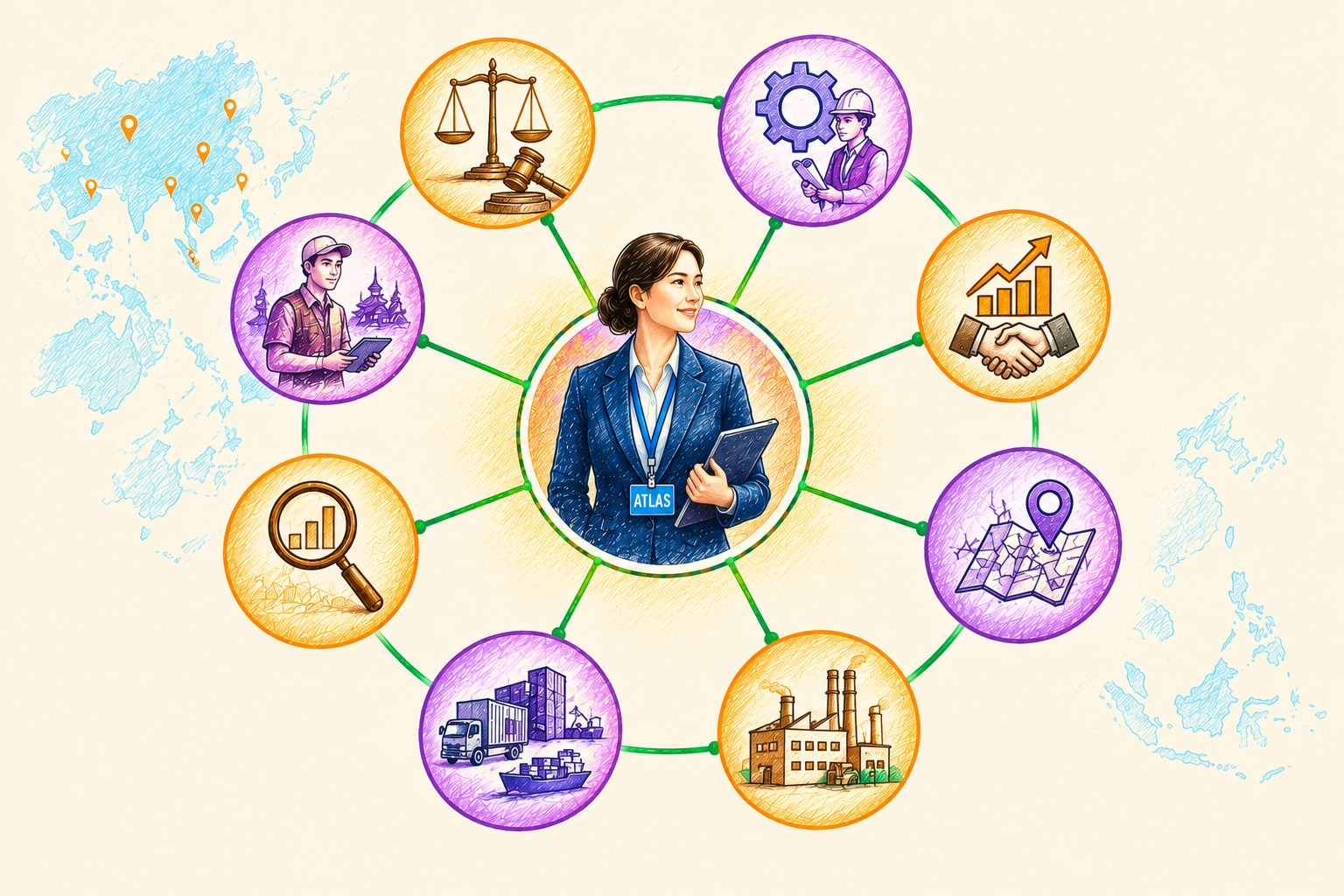 Atlas network across Asia